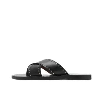 MANGO Rubber Sole Abrasion Resistant Slide Slippers Women's Black