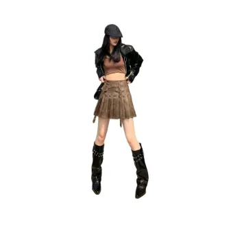 YINLEI Leather Short Skirts Women's