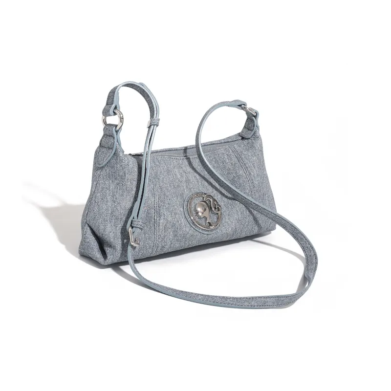 Barbie Synthetic Leather Crossbody Handbag, Shoulder Bag Women's Denim Blue-4