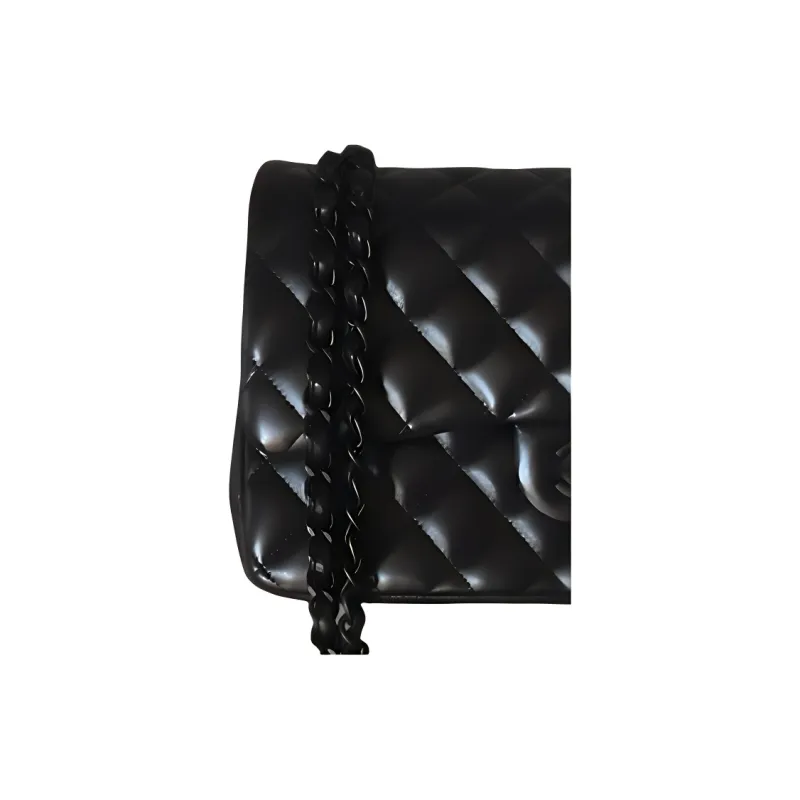 CHANEL Classic Flap CFSo Black Sheepskin Shoulder Bag, Crossbody Bag Women's Black-3