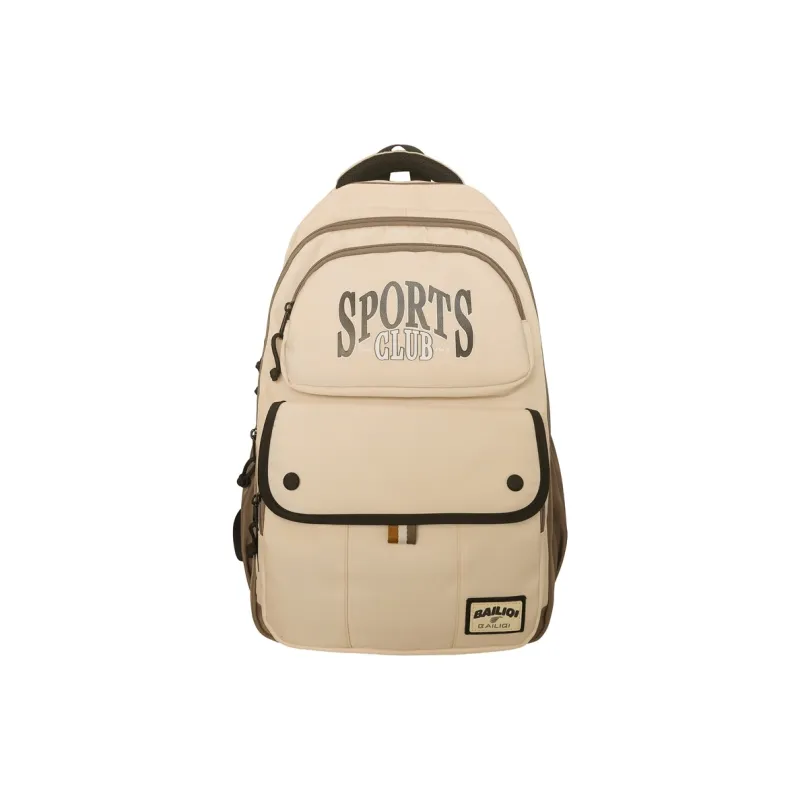 TANGCOOL Nylon Backpack Unisex Black/Khaki/White-4