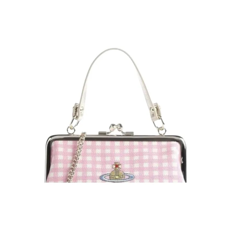 Vivienne Westwood Polyester Shoulder Bag, Crossbody Bag, Handbag Women's Pink Plaid-1