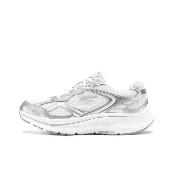 Skechers Women's GO Series Cushioning, Breathable, And Resilient Design Low Top Running Shoes Women's White Silver