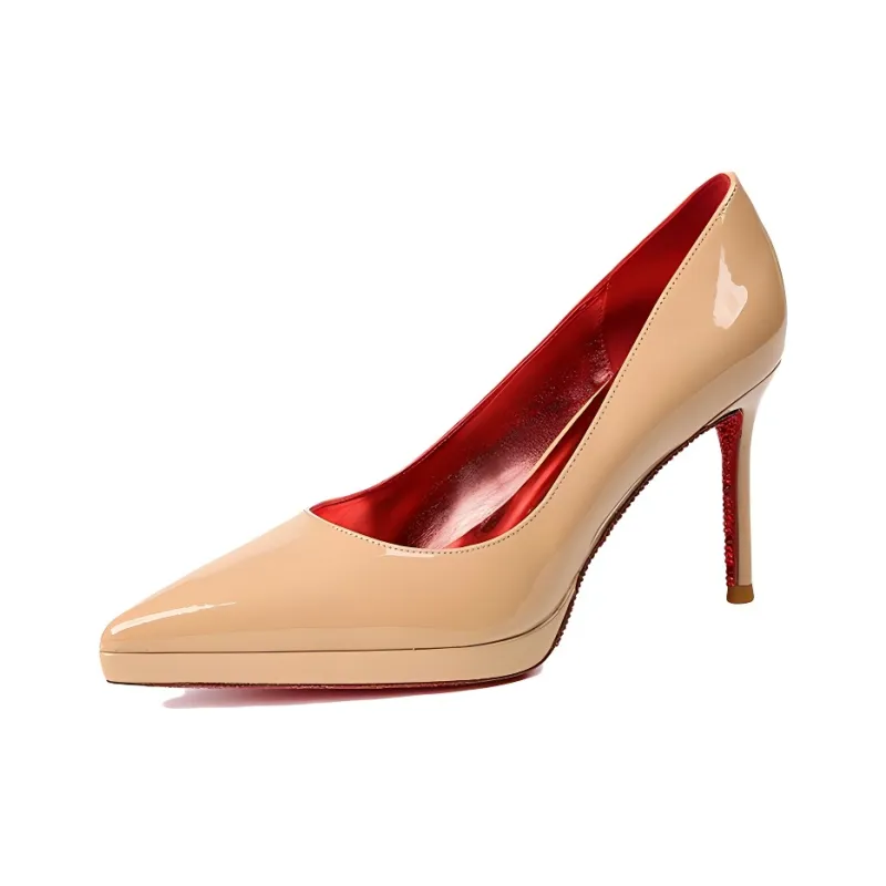 Lan Miao Slim Heel High Heels Women's Nude-0