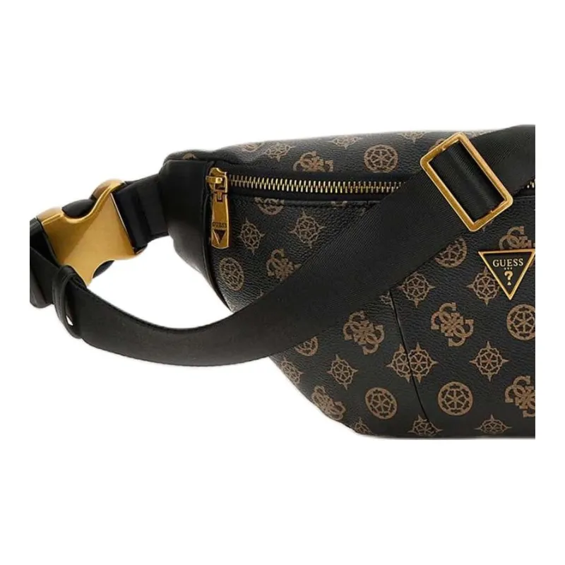 GUESS Genuine Leather One Shoulder Crossbody Fanny Pack Men's Brown-3