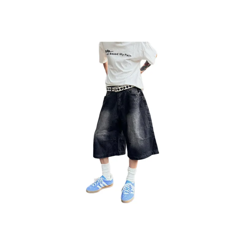 WOKXSS Denim Shorts Unisex Black Gray-0
