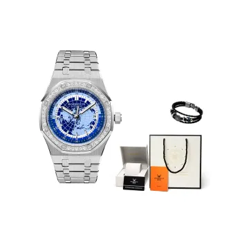 ROERDUM Galaxy Starry Sky Collection Mechanical Movement Stainless Steel Watchband Watch Men's Watches Blue Dial