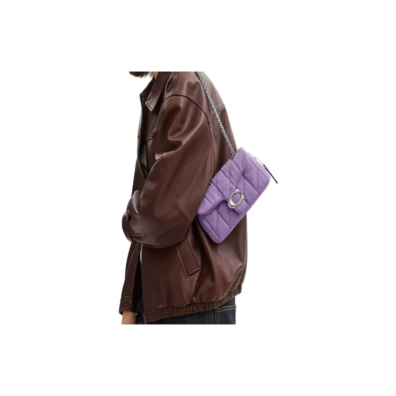 COACH Tabby Quilting Denim Shoulder Bag, Crossbody Bag Trumpets Women's Purple-6