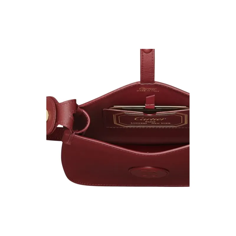 CARTIER Calfskin Hobo Shoulder Bag, Crossbody Bag Mini Women's Burgundy-3
