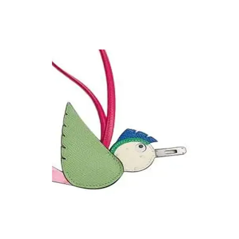 HERMES Birdy Epsom Calfskin Bag Accessory Unisex Mint Green & Bubble Gum Pink & Natural Color-1