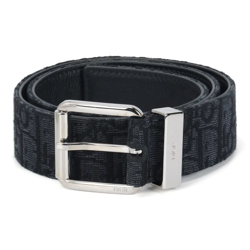 DIOR Cow Leather Belts Unisex Black Width 3.5cm-1