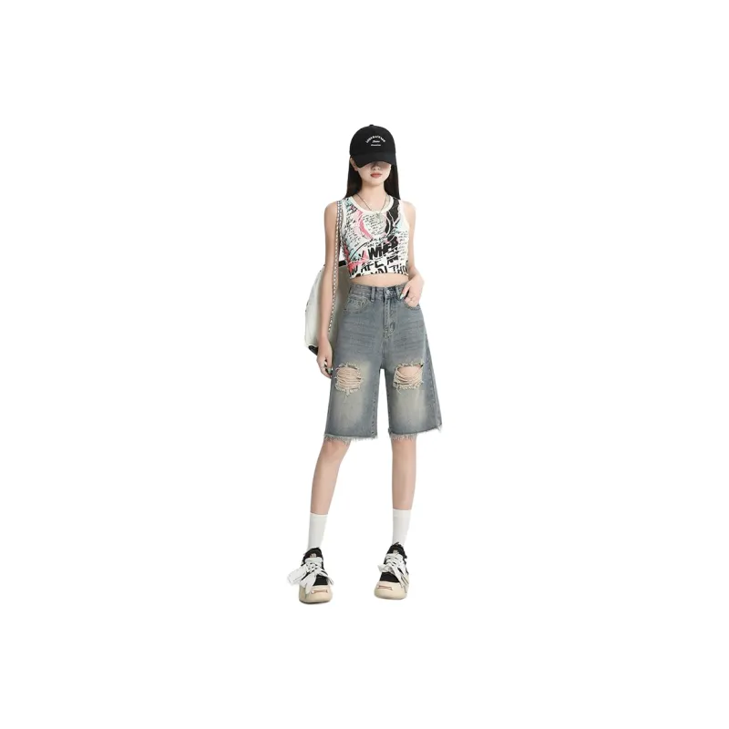 Honey Denim Shorts Women's Nostalgic Blue-0