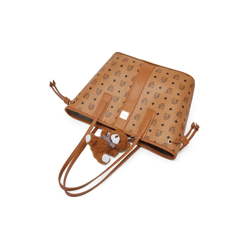 Old Man's Head Synthetic Leather Combo Bag, Shoulder Bag Women's Brown/Pink-6