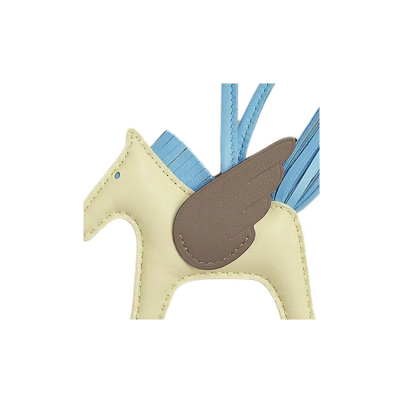 HERMES Rodeo Pegase Milo Lambskin With Swift Calfskin Bag Charm Bag Accessory Trumpets Unisex Milton Yellow & Sky Blue-2