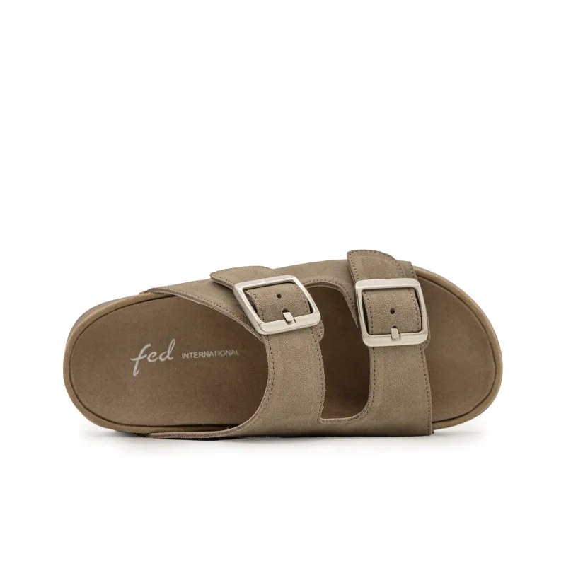 FED Slip Resistant Odor Resistant Abrasion Resistant Slide Slippers Women's Gray-3