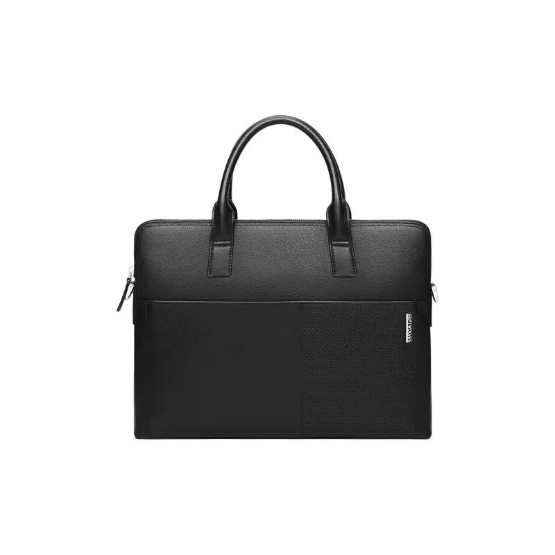 SEPTWOLVES Top Grain Cow Leather Briefcase Tubas Men's Black-0