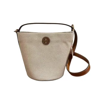 TORY BURCH Canvas Bucket Bags Crossbody Bag, Shoulder Bag Trumpets Women's Natural Beige