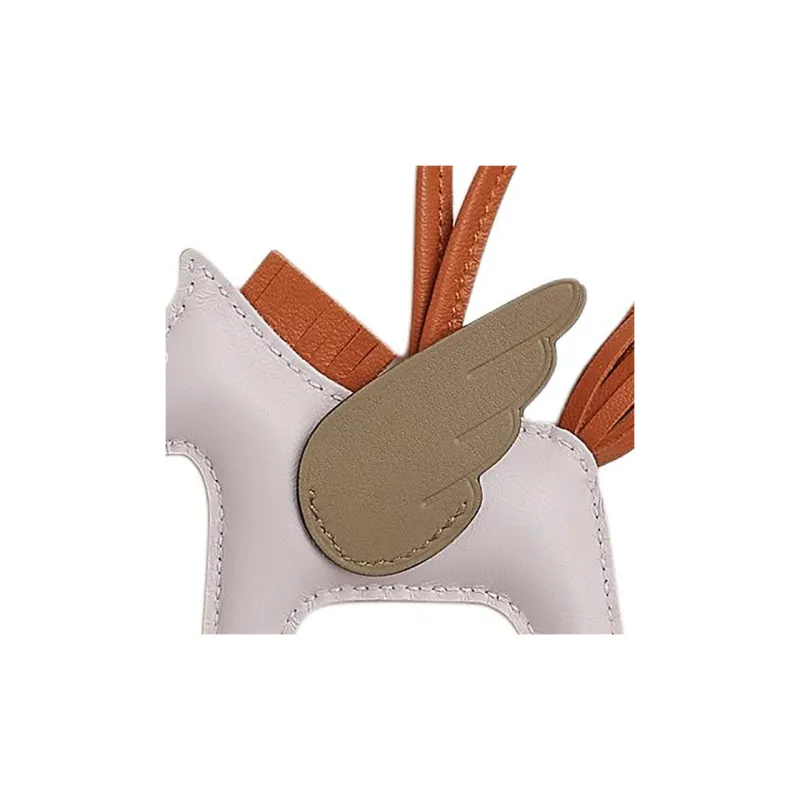 HERMES Rodeo Pegase Milo Lambskin With Swift Calfskin Bag Charm Bag Accessory Trumpets Unisex White & Brown-1