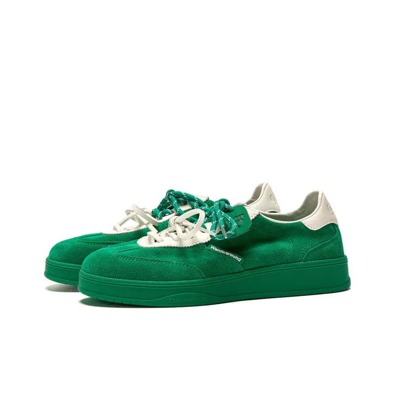 WANDER AROUND Anti Slip Wear Resistant Low Top Skateboard Shoes Unisex White Green-2