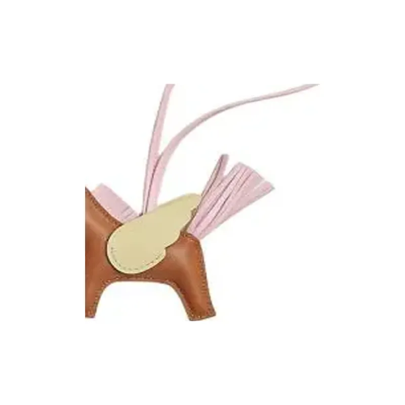 HERMES Rodeo Pegase Swift Calfskin Bag Charm Bag Merch Trumpets Unisex Brown & Soft Pink & Milton Yellow-2