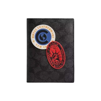 COACH Signature Canvas Passport Holder Mini Unisex Black
