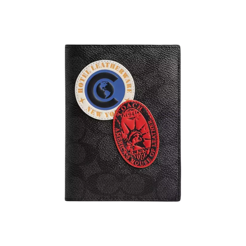 COACH Signature Canvas Passport Holder Mini Unisex Black-0