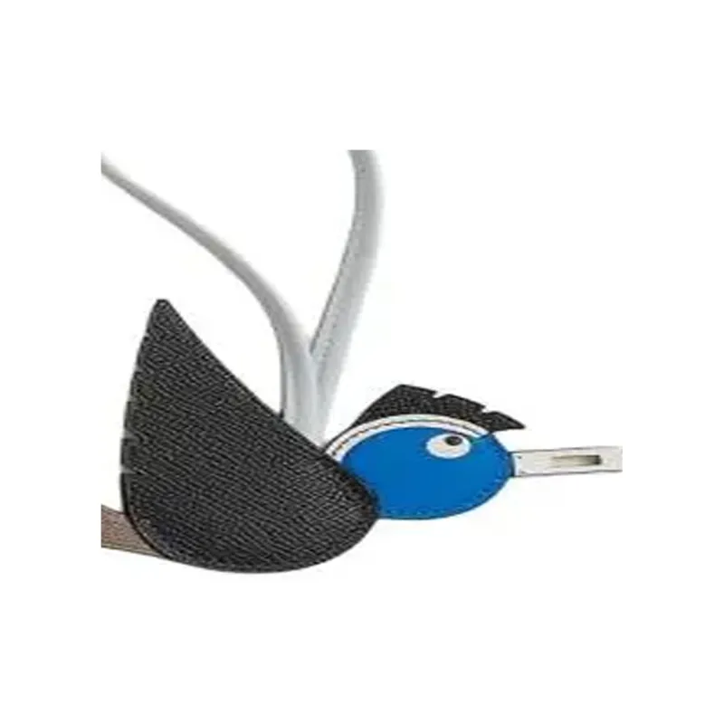 HERMES Birdy Epsom Calfskin Bag Charm Bag Accessory Unisex Umber & Black & Blue-2