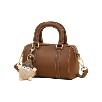 VINEY Cow Leather Handbag Shoulder Bag Crossbody Bag Bowling Bag Regular Women's Brown