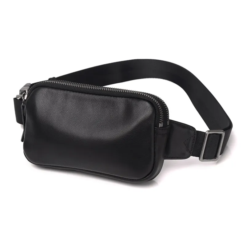 VANDEE Cow Leather Fanny Pack Men's Black-0