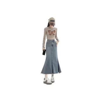 YINLEI Denim Long Skirt Women's