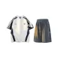 Clothing Set (White Heather Gray Top+Dark Gray Shorts)