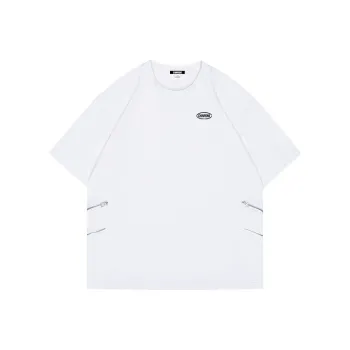 Chinpeno Summer American Half Sleeve Loose Fit Plus Size Short Sleeved Men's Trendy Zippers Crew Neck T Shirt Unisex