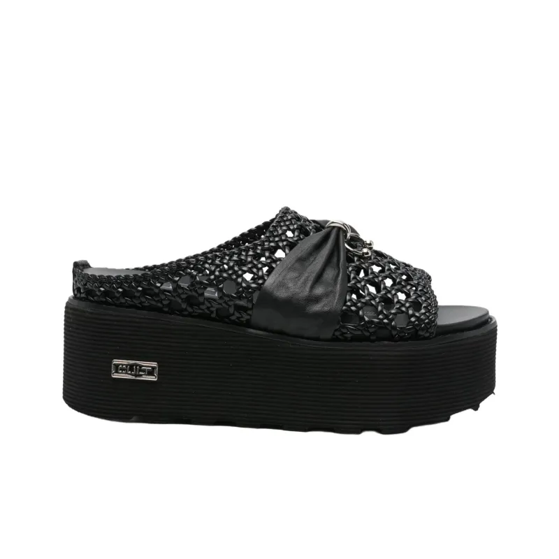 CULT GAIA Rubber Sole Slide Slippers 6cm Women's Black-1