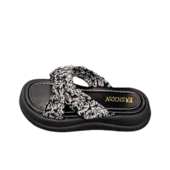 WUJI Rubber Sole Embroidery Slip Resistant Slide Slippers Women's