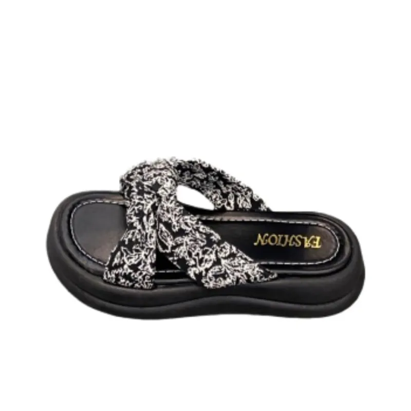 WUJI Rubber Sole Embroidery Slip Resistant Slide Slippers Women's-0