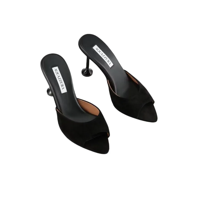 AQUAZZURA Slide Slippers 8.5cm Women's Black-3