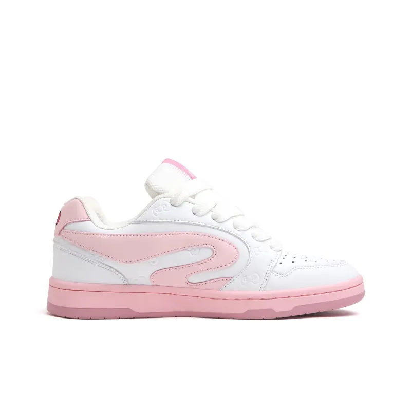 SINPERCO Slip Resistant, Abrasion Resistant, Lightweight Low Top Skateboard Shoes Women's White Pink-1