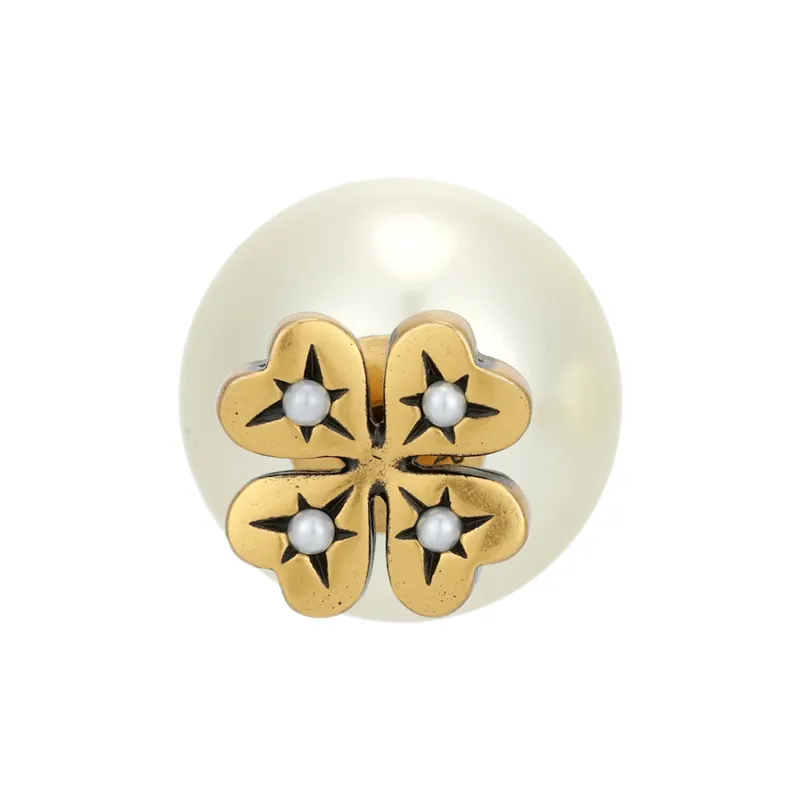DIOR Metal Earrings Women's Gold/White-1