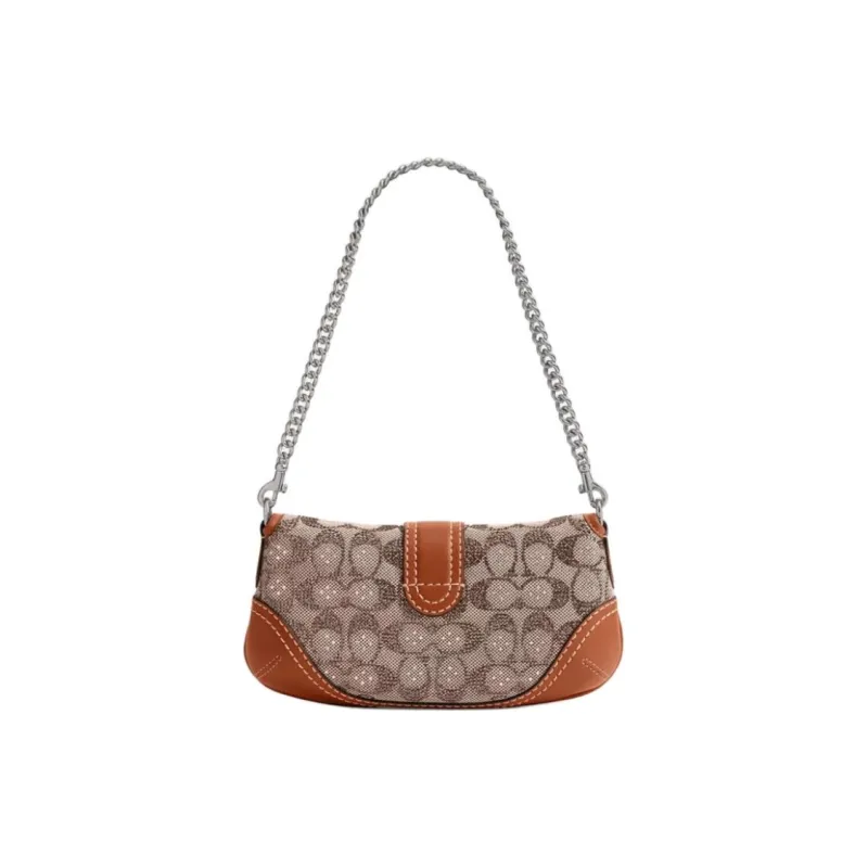 COACH Soho Leather One Shoulder Handbag Medium Size Women's Amber-2