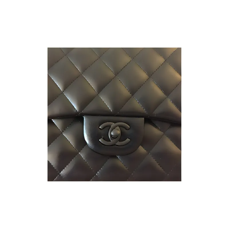 CHANEL Classic Flap CFSo Black Sheepskin Shoulder Bag, Crossbody Bag Women's Black-4