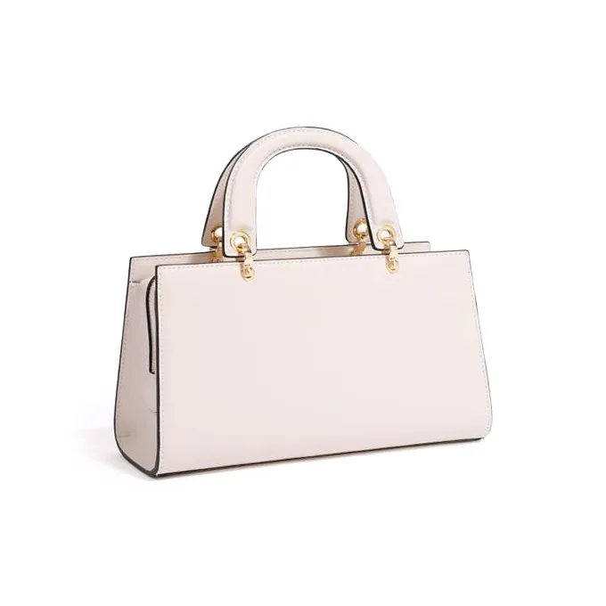 Forever Lucky Cow Leather Shoulder Bag, Crossbody Bag, Handbag Women's Moon White/Purple Elegance-2