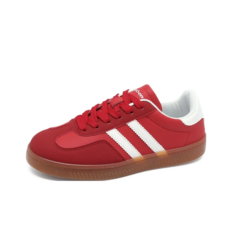 RENBEN Lightweight Anti Slip Low Top Skateboard Shoes Women's Red-3