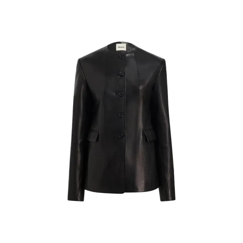 KHAITE Leather Jacket Women's Black-0