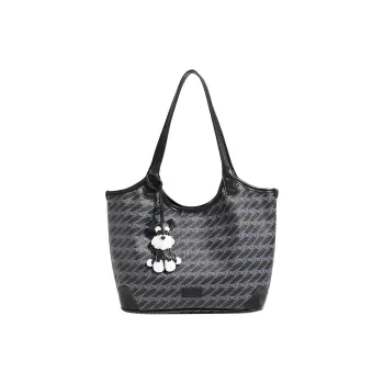 MINLUBAOLUO PVC Tote Handbag, Shoulder Bag Women's Truffle Black