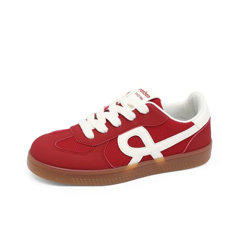 RENBEN Slip Resistant, Abrasion Resistant, Lightweight Low Top Skateboard Shoes Women's Red-2