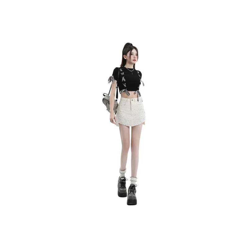 YINLEI Denim Short Skirts Women's-0