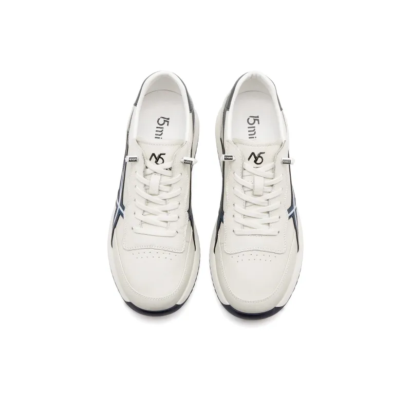 15 MINS Breathable Low Top Casual Shoes Men's White Blue-3