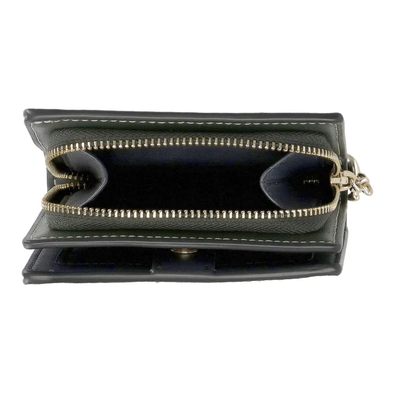 COACH Snap Wallet Coated Canvas With Leather Wallet Women's Green-3