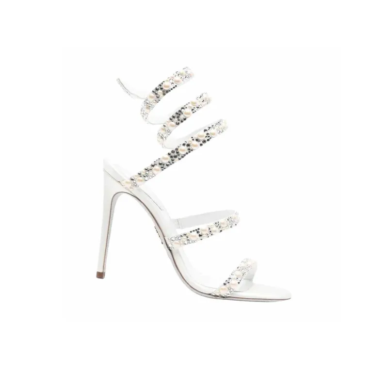 RENE CAOVILLA One Strap Sandals 10cm Women's White-2