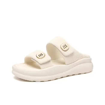 Golden Silk Rabbit Slide Slippers Women's